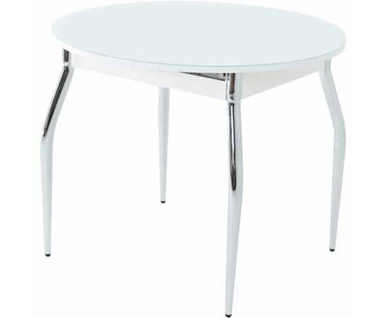 Стол «Ривьера» круг, стекло белый, опоры хром | Интернет магазин мебели и декора LifeDekor