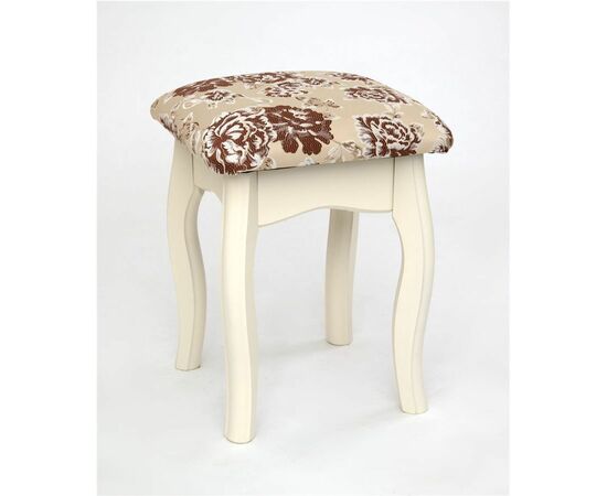 Табурет из массива березы (Розы светлые-ткань/Слоновая кость каркас) | Интернет магазин мебели и декора LifeDekor