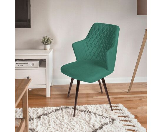 Стул поворотный на 360 градусов Hunt ромб, бархат зеленый 19 / чёрный конус, изображение 9 | Интернет магазин мебели и декора LifeDekor