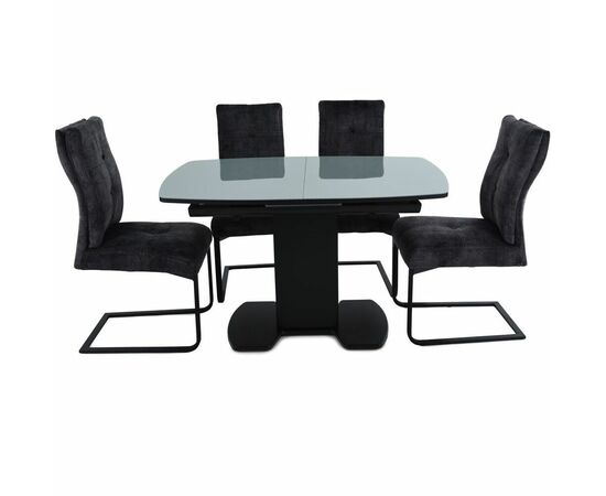 Стол «Будапешт» 130x80 стекло серое, черный, изображение 12 | Интернет магазин мебели и декора LifeDekor