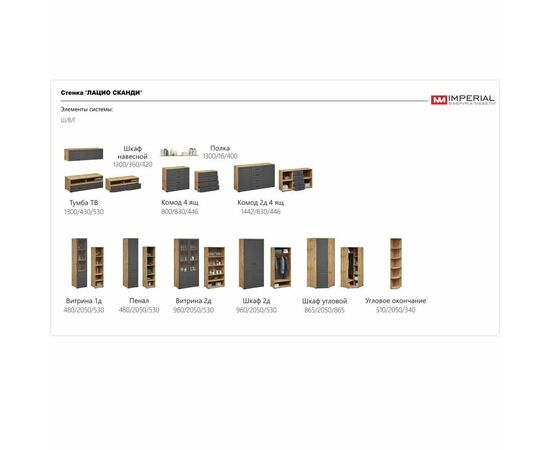 Пенал «Лацио Сканди» 1д ПР, Вотан/Сканди графит, изображение 5 | Интернет магазин мебели и декора LifeDekor