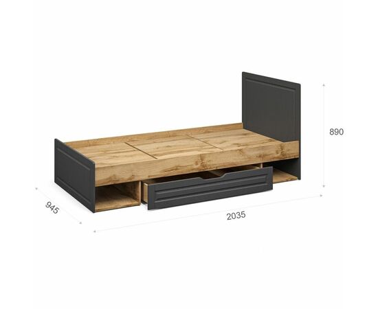 Кровать «Лацио Сканди» 90, Вотан/Сканди графит, изображение 3 | Интернет магазин мебели и декора LifeDekor