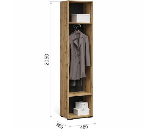 Шкаф «Лацио Сканди» 1д ЛВ, Вотан/Сканди графит, изображение 3 | Интернет магазин мебели и декора LifeDekor