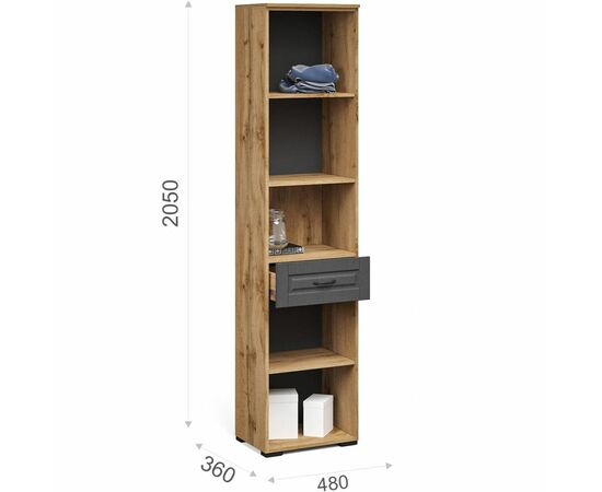 Пенал «Лацио Сканди» 2д1ящ, Вотан/Сканди графит, изображение 4 | Интернет магазин мебели и декора LifeDekor