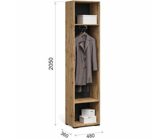 Шкаф «Лацио Сканди» 1д ПР (с зеркалом), Вотан/Сканди графит, изображение 3 | Интернет магазин мебели и декора LifeDekor