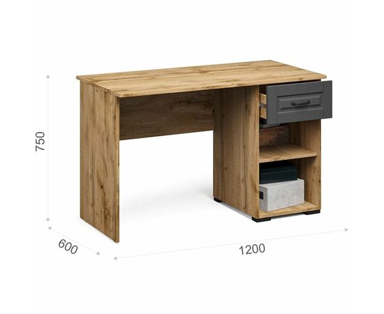 Стол «Лацио Сканди» 120 1д1ящ, Вотан/Сканди графит, изображение 3 | Интернет магазин мебели и декора LifeDekor