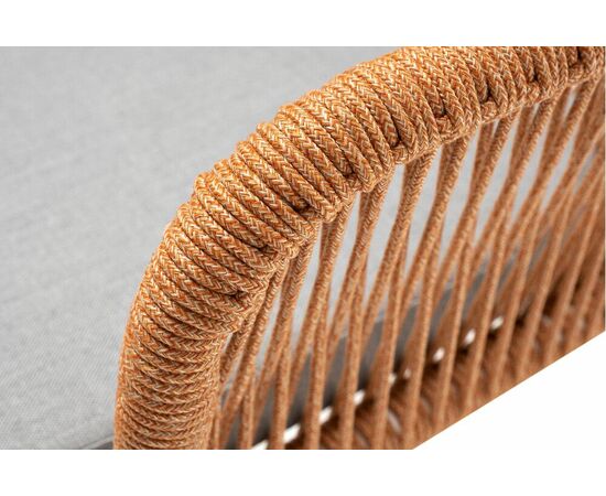 "Лион" стул плетеный из роупа, каркас из стали светло-серый (RAL7035) муар, роуп оранжевый меланж круглый, ткань светло-серая, изображение 4 | Интернет магазин мебели и декора LifeDekor