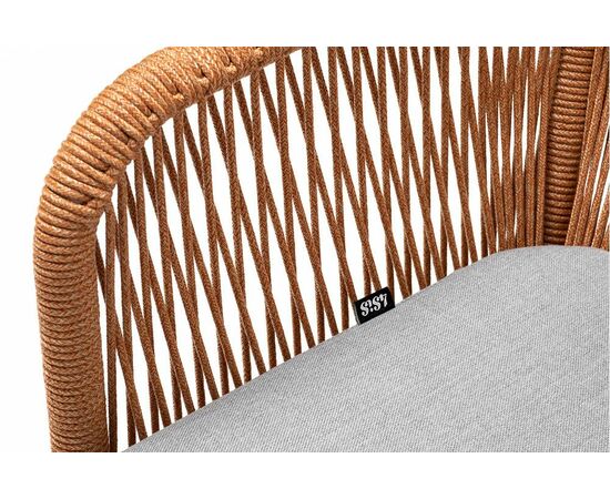 "Лион" стул плетеный из роупа, каркас из стали светло-серый (RAL7035) муар, роуп оранжевый меланж круглый, ткань светло-серая, изображение 5 | Интернет магазин мебели и декора LifeDekor