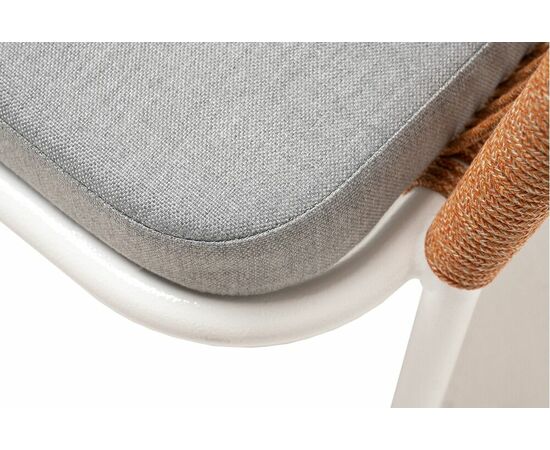 "Лион" стул плетеный из роупа, каркас из стали светло-серый (RAL7035) муар, роуп оранжевый меланж круглый, ткань светло-серая, изображение 6 | Интернет магазин мебели и декора LifeDekor