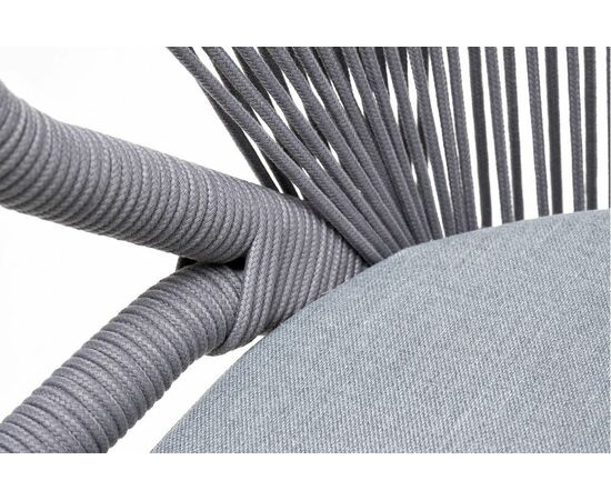 "Милан" стул плетеный из роупа, каркас алюминий белый муар, роуп светло-серый круглый, ткань светло-серая, изображение 7 | Интернет магазин мебели и декора LifeDekor