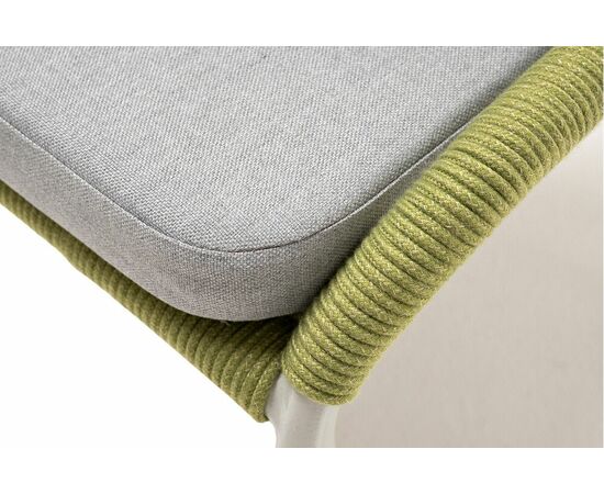 "Милан" стул плетеный из роупа, каркас алюминий светло-серый (RAL7035) муар, роуп салатовый меланж круглый, ткань светло-серая, изображение 4 | Интернет магазин мебели и декора LifeDekor