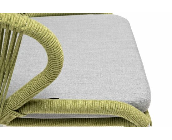 "Милан" стул плетеный из роупа, каркас алюминий светло-серый (RAL7035) муар, роуп салатовый меланж круглый, ткань светло-серая, изображение 7 | Интернет магазин мебели и декора LifeDekor