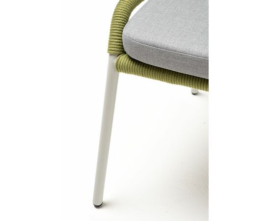 "Милан" стул плетеный из роупа, каркас алюминий светло-серый (RAL7035) муар, роуп салатовый меланж круглый, ткань светло-серая, изображение 8 | Интернет магазин мебели и декора LifeDekor