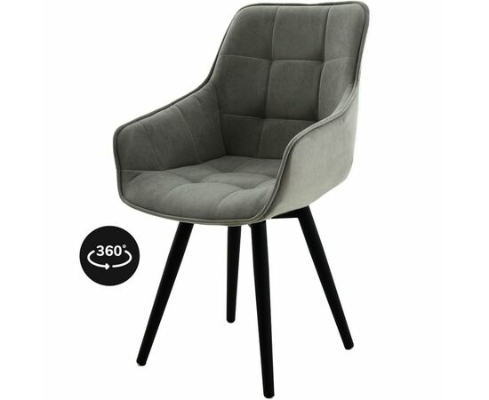 Стул «Торрес», велюр Бренди грей, каркас вращения черный, изображение 2 | Интернет магазин мебели и декора LifeDekor