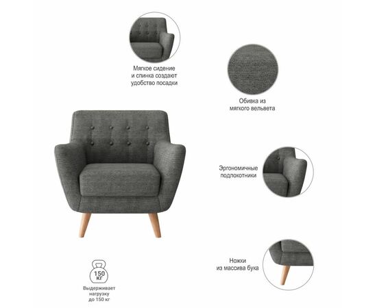 Кресло Picasso темно-серый, изображение 5 | Интернет магазин мебели и декора LifeDekor