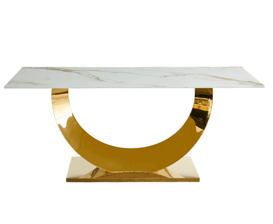 Стол обеденный Прайм IST-801, 180х90х76 см, жемчужный белый/золотой, изображение 2 | Интернет магазин мебели и декора LifeDekor