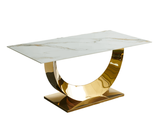 Стол обеденный Прайм IST-801, 180х90х76 см, жемчужный белый/золотой | Интернет магазин мебели и декора LifeDekor