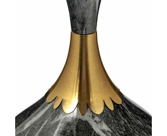 Кофейный столик Stupa диам.40см x 54см, серый мрамор, металл, керамика, изображение 5 | Интернет магазин мебели и декора LifeDekor