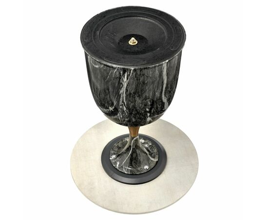 Кофейный столик Stupa диам.40см x 54см, серый мрамор, металл, керамика, изображение 7 | Интернет магазин мебели и декора LifeDekor