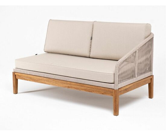 "Канны" левый модуль плетеный из роупа, основание дуб, роуп бежевый круглый, ткань бежевая 052 | Интернет магазин мебели и декора LifeDekor