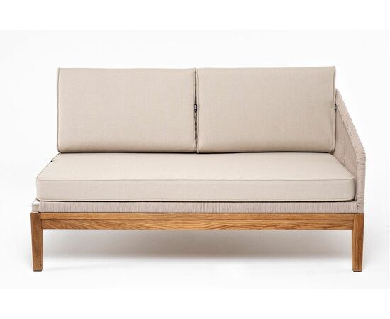 "Канны" левый модуль плетеный из роупа, основание дуб, роуп бежевый круглый, ткань бежевая 052, изображение 2 | Интернет магазин мебели и декора LifeDekor