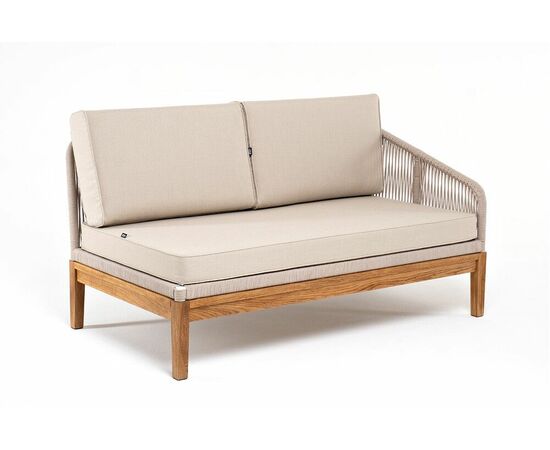 "Канны" левый модуль плетеный из роупа, основание дуб, роуп бежевый круглый, ткань бежевая 052, изображение 3 | Интернет магазин мебели и декора LifeDekor