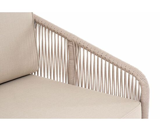 "Канны" левый модуль плетеный из роупа, основание дуб, роуп бежевый круглый, ткань бежевая 052, изображение 4 | Интернет магазин мебели и декора LifeDekor