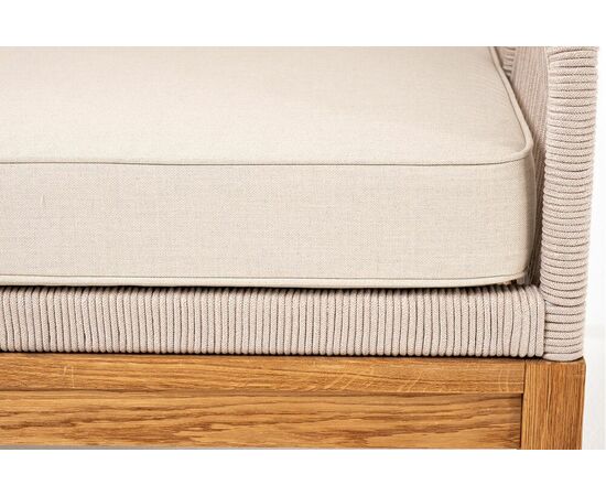 "Канны" левый модуль плетеный из роупа, основание дуб, роуп бежевый круглый, ткань бежевая 052, изображение 5 | Интернет магазин мебели и декора LifeDekor