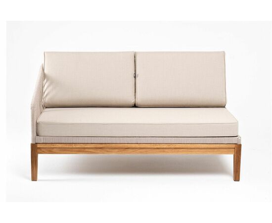 "Канны" правый модуль плетеный из роупа, основание дуб, роуп бежевый круглый, ткань бежевая 052, изображение 2 | Интернет магазин мебели и декора LifeDekor