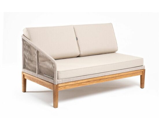 "Канны" правый модуль плетеный из роупа, основание дуб, роуп бежевый круглый, ткань бежевая 052, изображение 3 | Интернет магазин мебели и декора LifeDekor