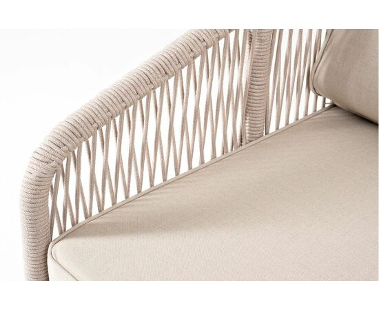 "Канны" правый модуль плетеный из роупа, основание дуб, роуп бежевый круглый, ткань бежевая 052, изображение 4 | Интернет магазин мебели и декора LifeDekor