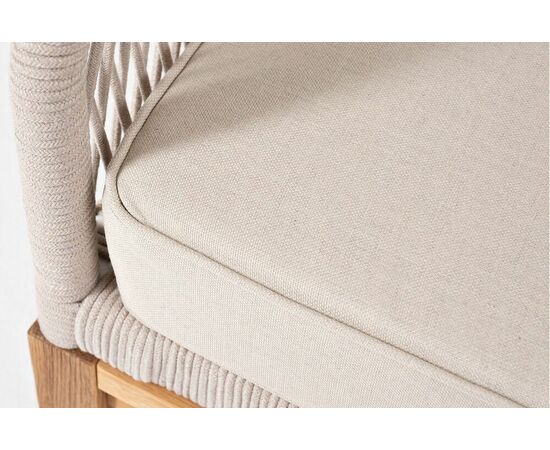 "Канны" правый модуль плетеный из роупа, основание дуб, роуп бежевый круглый, ткань бежевая 052, изображение 6 | Интернет магазин мебели и декора LifeDekor