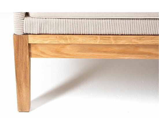 "Канны" правый модуль плетеный из роупа, основание дуб, роуп бежевый круглый, ткань бежевая 052, изображение 7 | Интернет магазин мебели и декора LifeDekor