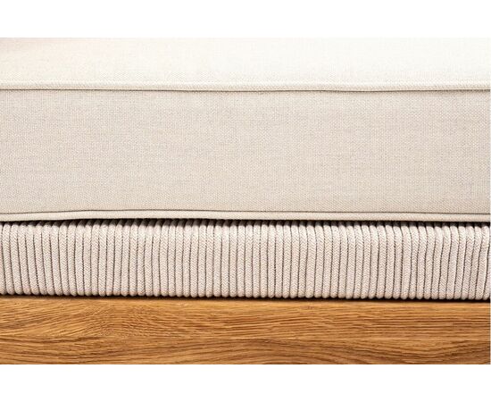 "Канны" угловой модуль плетеный из роупа, основание дуб, роуп бежевый круглый, ткань бежевая 052, изображение 4 | Интернет магазин мебели и декора LifeDekor