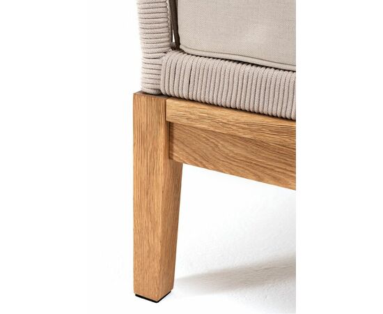 "Канны" угловой модуль плетеный из роупа, основание дуб, роуп бежевый круглый, ткань бежевая 052, изображение 5 | Интернет магазин мебели и декора LifeDekor