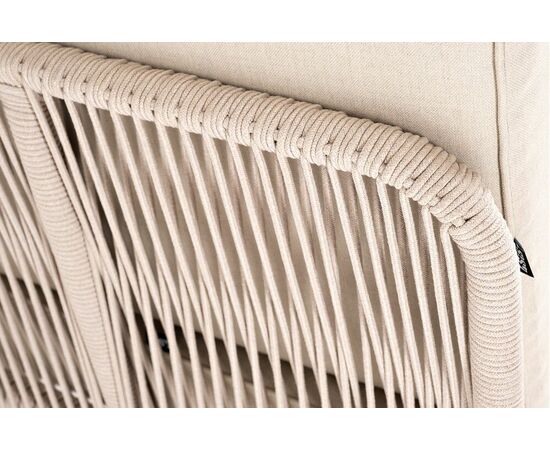 "Канны" угловой модуль плетеный из роупа, основание дуб, роуп бежевый круглый, ткань бежевая 052, изображение 6 | Интернет магазин мебели и декора LifeDekor