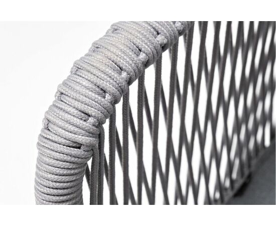 "Марсель" стул плетеный из роупа, каркас алюминий белый муар, роуп светло-серый круглый, ткань светло-серая, изображение 5 | Интернет магазин мебели и декора LifeDekor