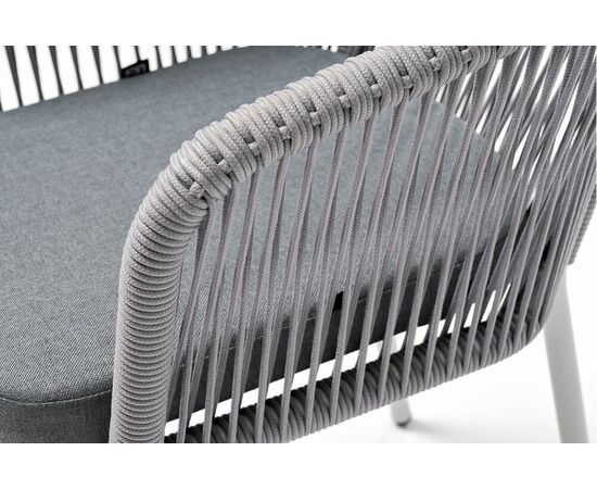 "Марсель" стул плетеный из роупа, каркас алюминий белый муар, роуп светло-серый круглый, ткань светло-серая, изображение 6 | Интернет магазин мебели и декора LifeDekor