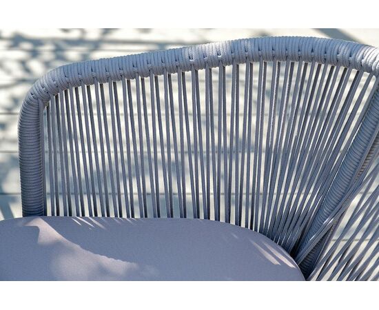 "Марсель" стул плетеный из роупа, каркас алюминий белый муар, роуп светло-серый круглый, ткань светло-серая, изображение 14 | Интернет магазин мебели и декора LifeDekor