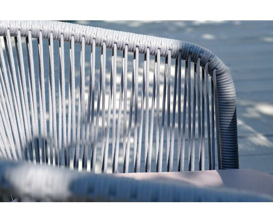 "Марсель" стул плетеный из роупа, каркас алюминий белый муар, роуп светло-серый круглый, ткань светло-серая, изображение 15 | Интернет магазин мебели и декора LifeDekor