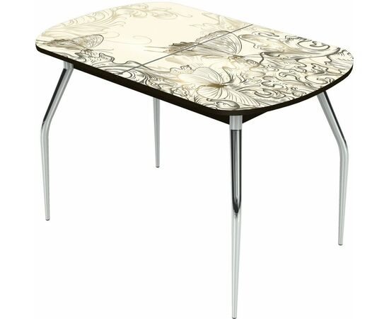Стол «Ривьера» мини 90x60, фотопечать текстура №33, опоры хром, изображение 2 | Интернет магазин мебели и декора LifeDekor