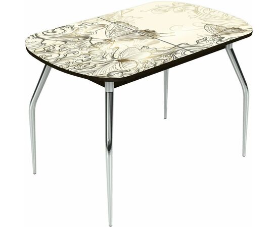 Стол «Ривьера» мини 90x60, фотопечать текстура №33, опоры хром, изображение 3 | Интернет магазин мебели и декора LifeDekor