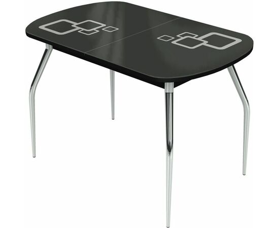 Стол «Ривьера» Квадро мини 90x60, стекло черный, опоры хром, изображение 2 | Интернет магазин мебели и декора LifeDekor