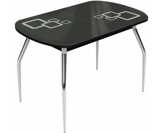 Стол «Ривьера» Квадро мини 90x60, стекло черный, опоры хром, изображение 3 | Интернет магазин мебели и декора LifeDekor