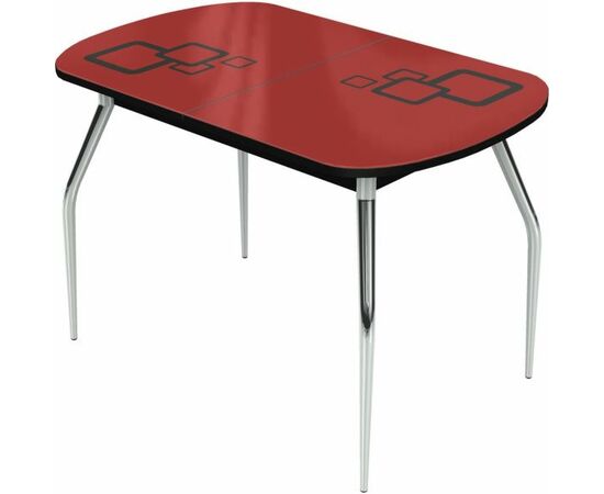 Стол «Ривьера» Квадро 120x80 стекло красный, опоры хром | Интернет магазин мебели и декора LifeDekor