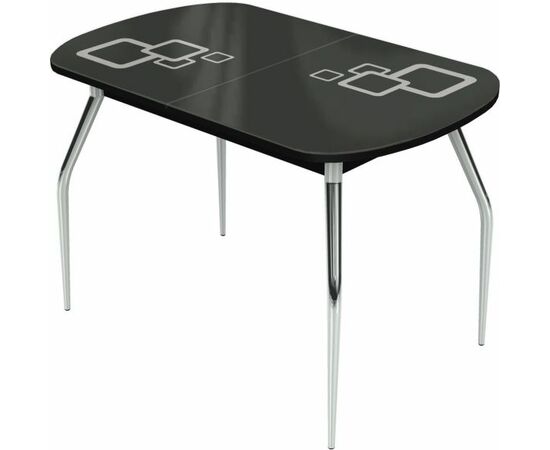 Стол «Ривьера» Квадро мини 90x60, стекло черный, опоры хром | Интернет магазин мебели и декора LifeDekor