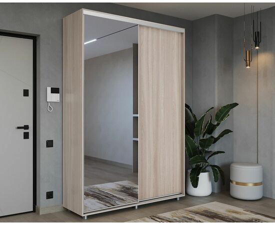 Шкаф-купе PRIME, 140х45х230 Шимо светлый с зеркалом, изображение 2 | Интернет магазин мебели и декора LifeDekor
