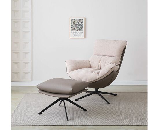 Кресло HUG латте, экокожа, шенилл, изображение 2 | Интернет магазин мебели и декора LifeDekor