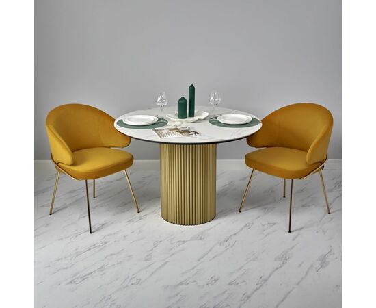 Стол Aura D110, керамогранит Ravena Natural, золотой, изображение 15 | Интернет магазин мебели и декора LifeDekor