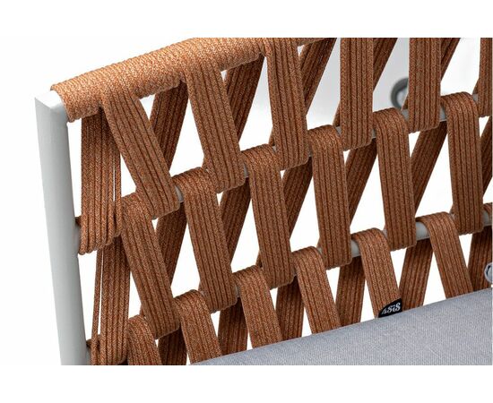 "Диего" диван 2-местный плетеный из роупа, каркас алюминий светло-серый (RAL7035) муар, роуп оранжевый меланж круглый, ткань светло-серая, изображение 6 | Интернет магазин мебели и декора LifeDekor